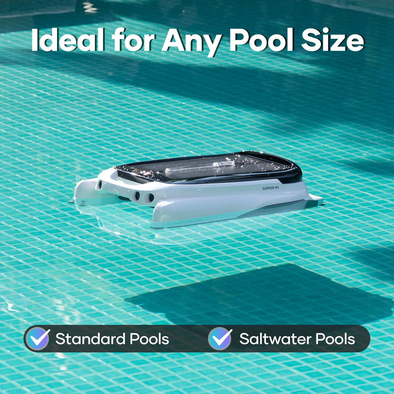 Pool Size surfer-m1-solar-powered-pool-robot-white-1
